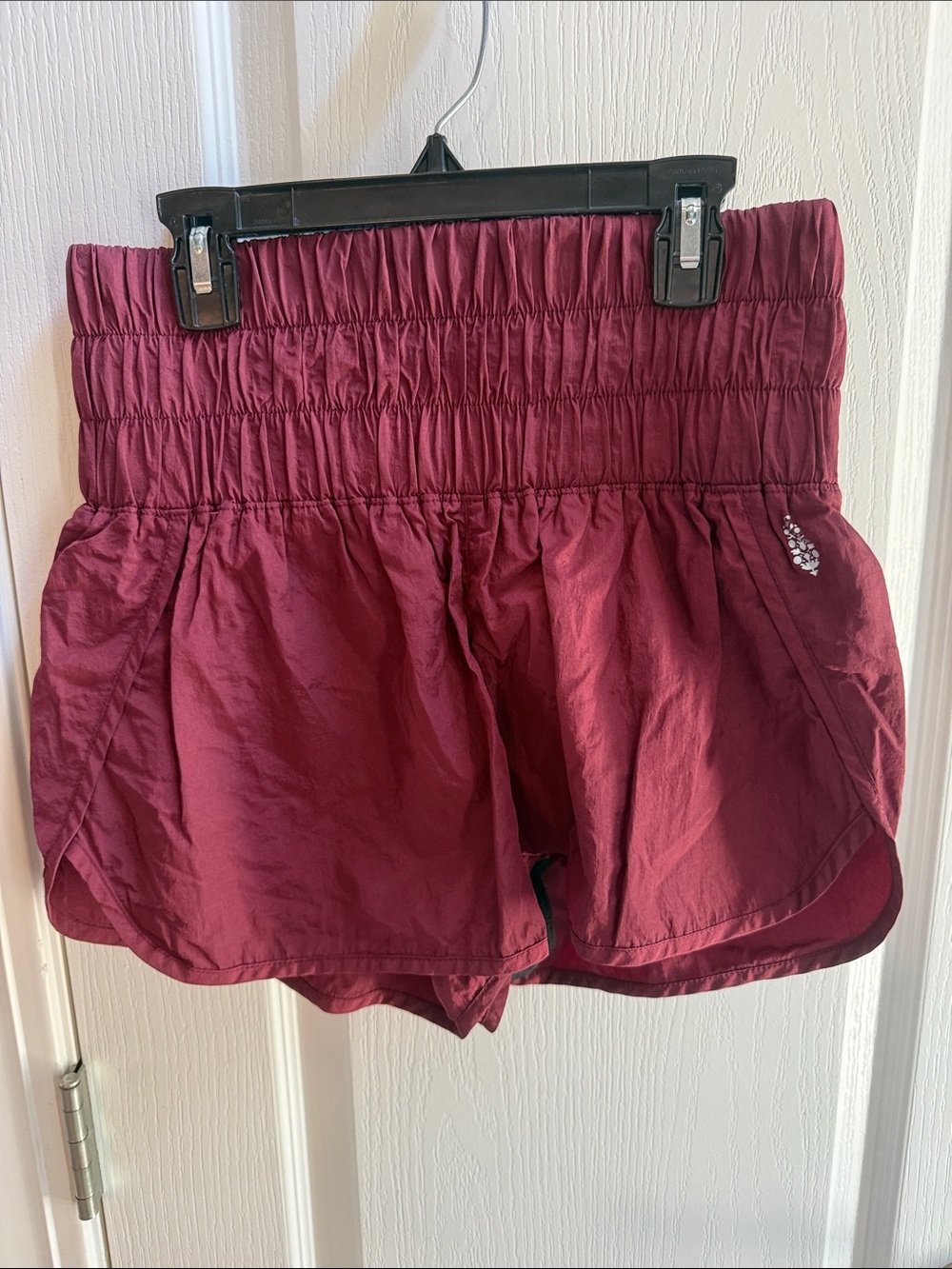 High-Waist Smocked Wine Women’s Shorts